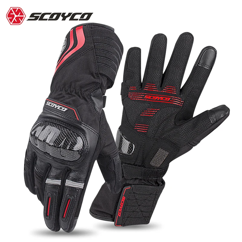 M-2XL Winter Riding Gloves Scoyco MC135 Men Motorcycle Waterproof Warm Carbon Fiber Shell Anti-slip Accesorios Para Moto