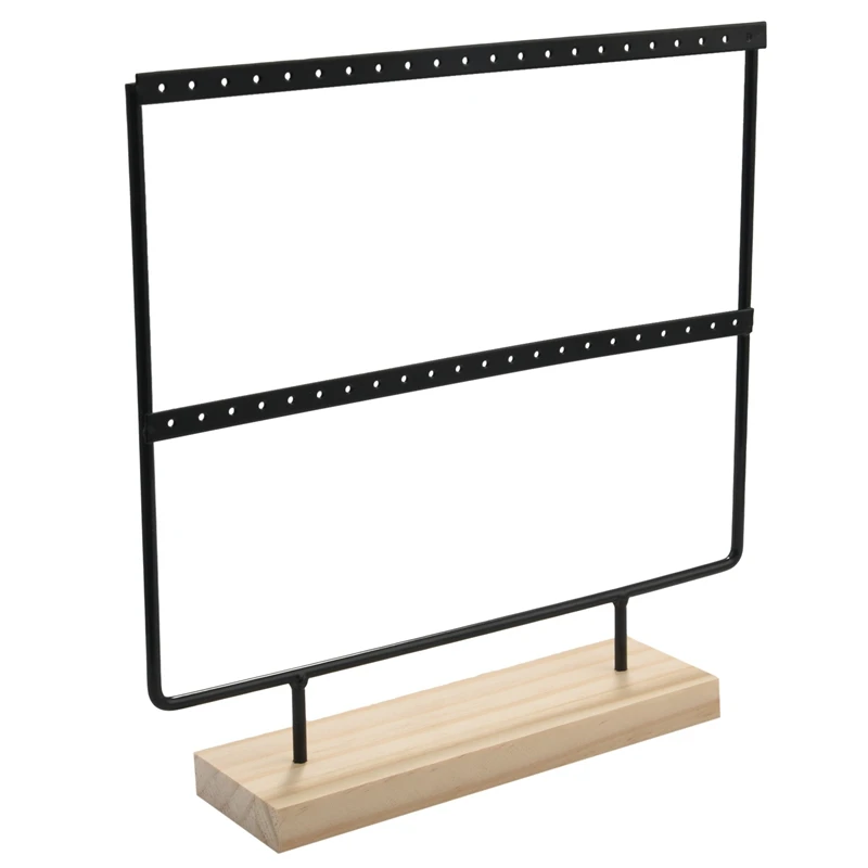 

Подставка для ювелирных изделий, Стеллаж с двумя полками, 44 Отверстия, искусственная кожа, демонстрация аксессуаров для ювелирных изделий