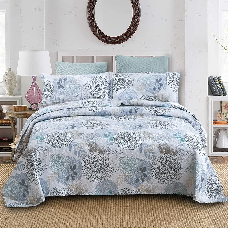 

CHAUSUB Pastoral Quilt Set 3PCS Cotton Bedspread on the Bed Blanket in Bedroom Queen Size Soft Coverlet Summer Bed Cover