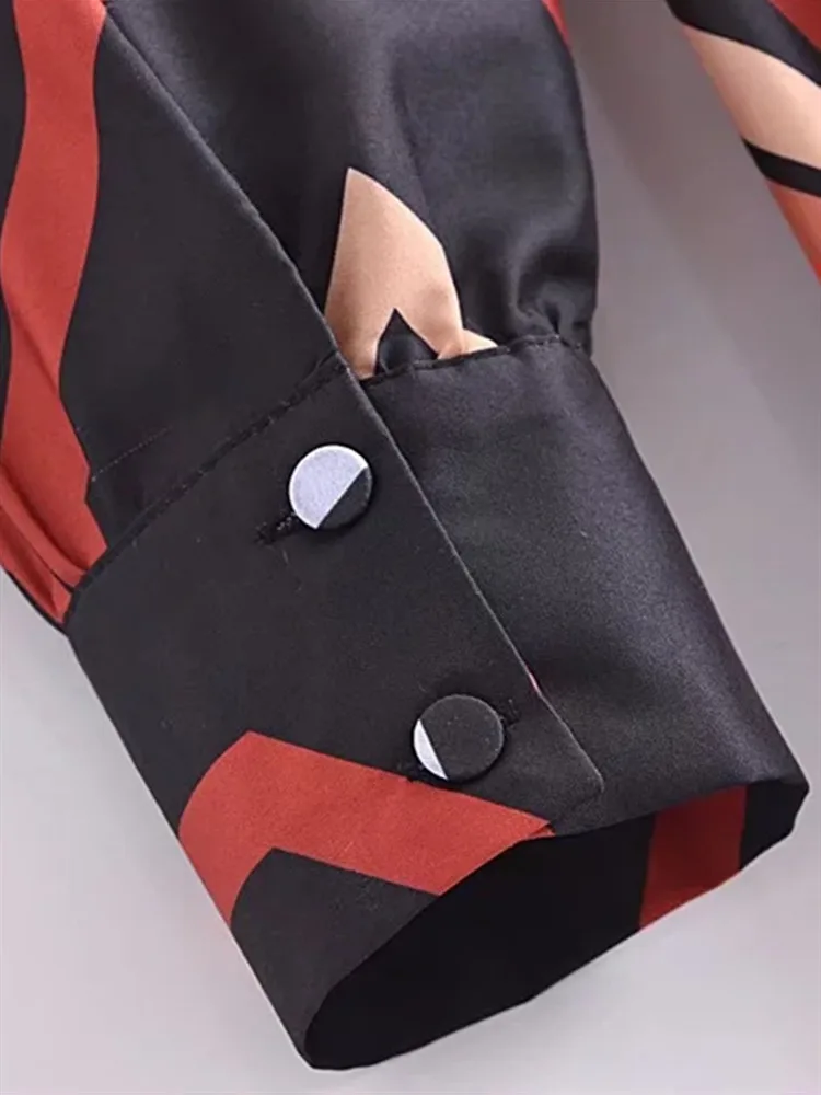 Женский Длинный комбинезон с принтом длинным рукавом и поясом |