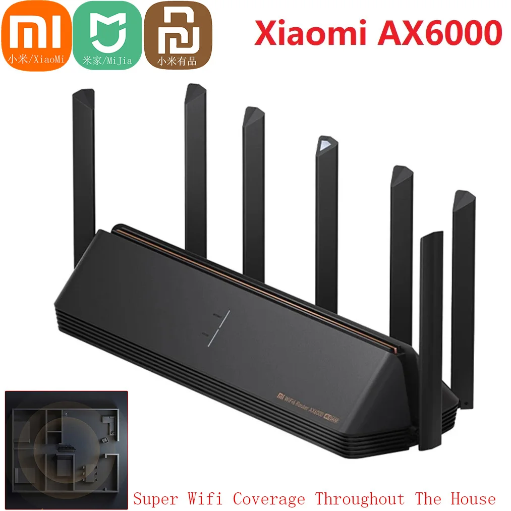 

Маршрутизатор Xiaomi Wifi6 AX6000 160 МГц 4K QAM 512 Мб гигабитный Vpn для офиса дома UseMesh повторитель внешний сигнальный маршрутизатор сетевые