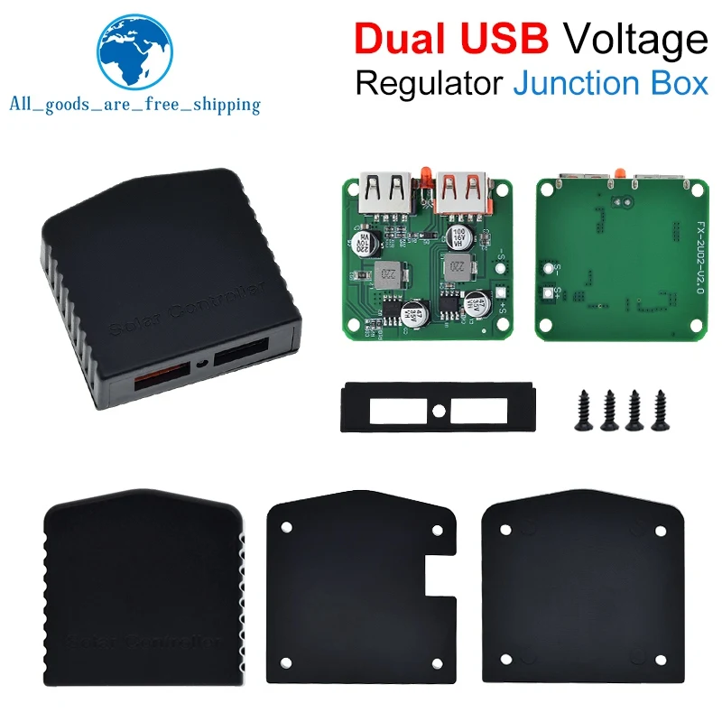 Dual USB 5-18V To 5V 9V 12V 2A/3A PD Fast Charge Solar Panel Power Bank Charge Voltage Controller Regulator With LED Indicator