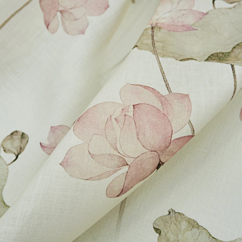 

Lotus Digital Linen Fabric For Dress PillowTissu Au Mètre Telas Por Metro Sewing 원단 Tecido Ткань Cloth Toile De Jute Satin Diy