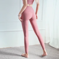 top womens yoga leggings gym sexy sports fitness pants solid color women pants high waist abdomen lifting hip soft breathable