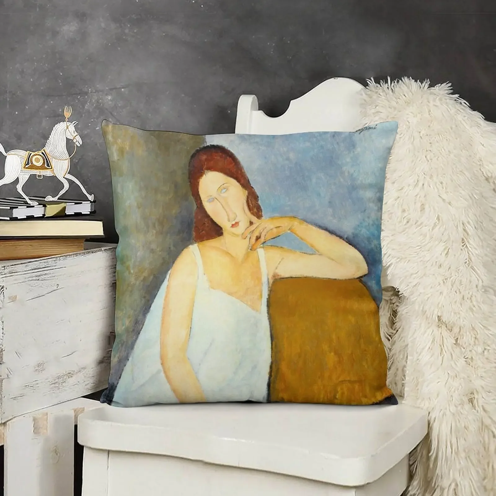 Жанна Хобюнта от Амадео Модильяни 1919 г. Декоративная подушка Рождественская