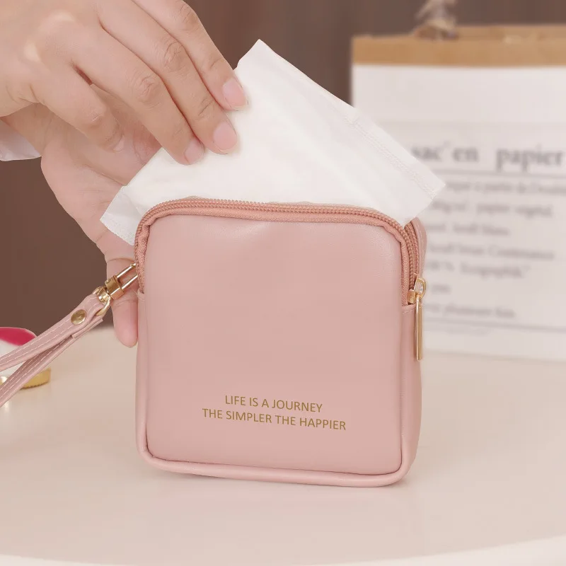 

Portable PU Leather Women Tampon Storage Bag Waterproof Sanitary Napkin Toiletry Bag Travel Cosmetic Bag Makeup Pouch Data Cable