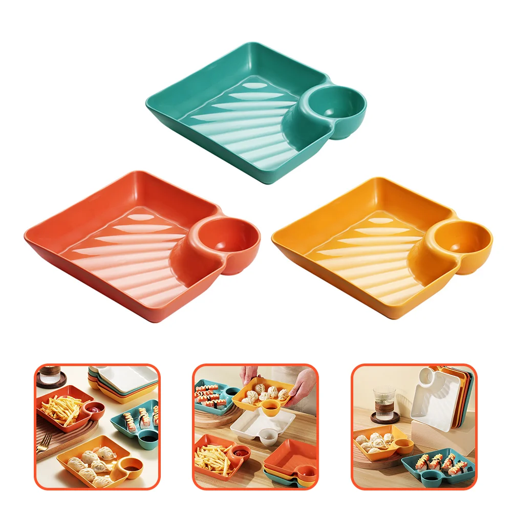 

Plate Sushi Serving Tray Platter Plates Dumpling Dip Dishes Japanese Snack Dish Appetizer Chip Sauce Ceramic Divided Cake