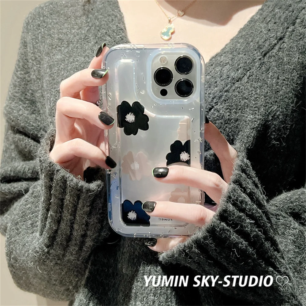 

Korean ins small fresh flower air cushion phone case for iPhone13pro Apple 14/13/12/11 personalized transparent phone case