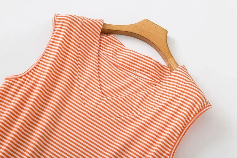 Хлопковый полосатый летний жилет больших размеров домашняя одежда женская для