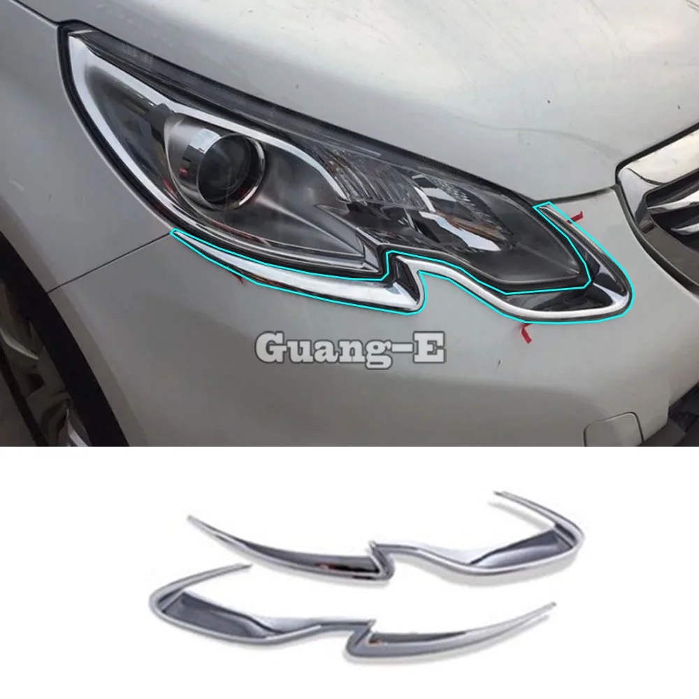 

Hot Sale For Peugeot 2008 2014 2015 2016 2017 Car Front Light Lamp Detector Frame Stick Styling ABS Chrome Cover Trim Parts 2pcs