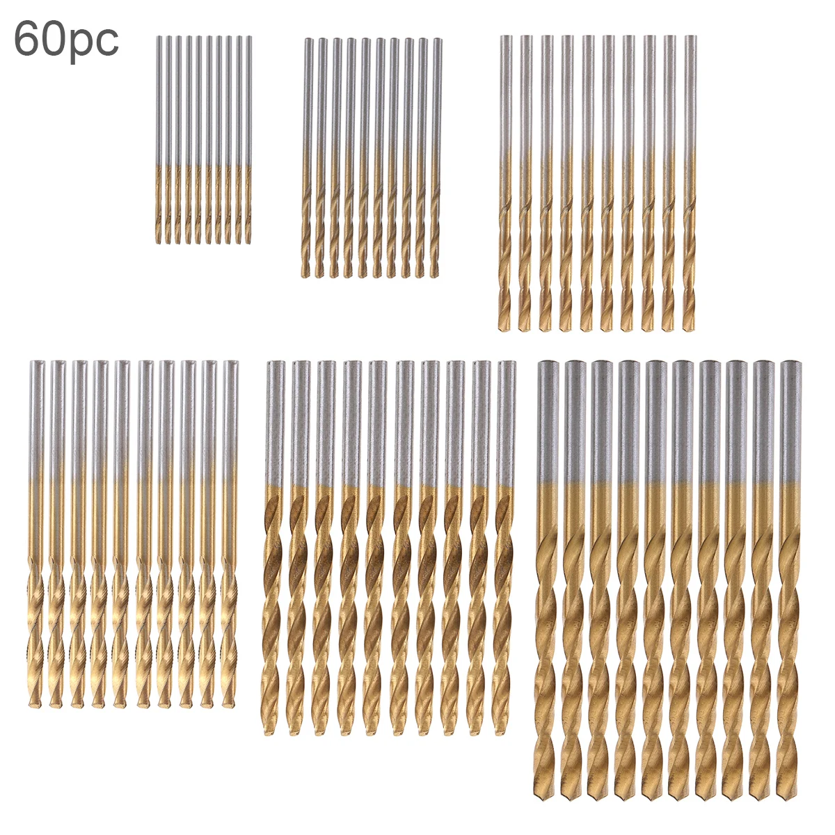 

60pcs High Speed Metric HSS Twist Drill Bits Coated Set 1.0MM - 3.5MM Stainless Steel Cutting Resistance for Hole Punch