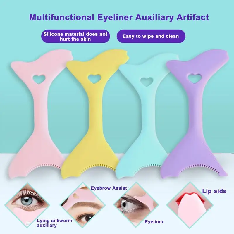 

Multi-functional Eyeliner Stencil Wing Tips Silicone Eyeliner Aid Marscara Drawing Lipstick Wearing Aid Reusable Makeup Tools