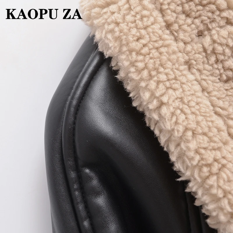 KAOPU ZA Осеннее женское повседневное пальто из искусственной кожи с отложным