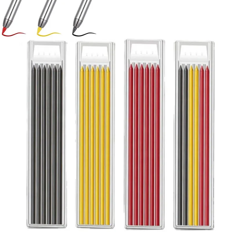 

6 Pcs Pack, Solid Carpenter Pencil Refill, Black/Red/Yellow/Mix-Color for Optional