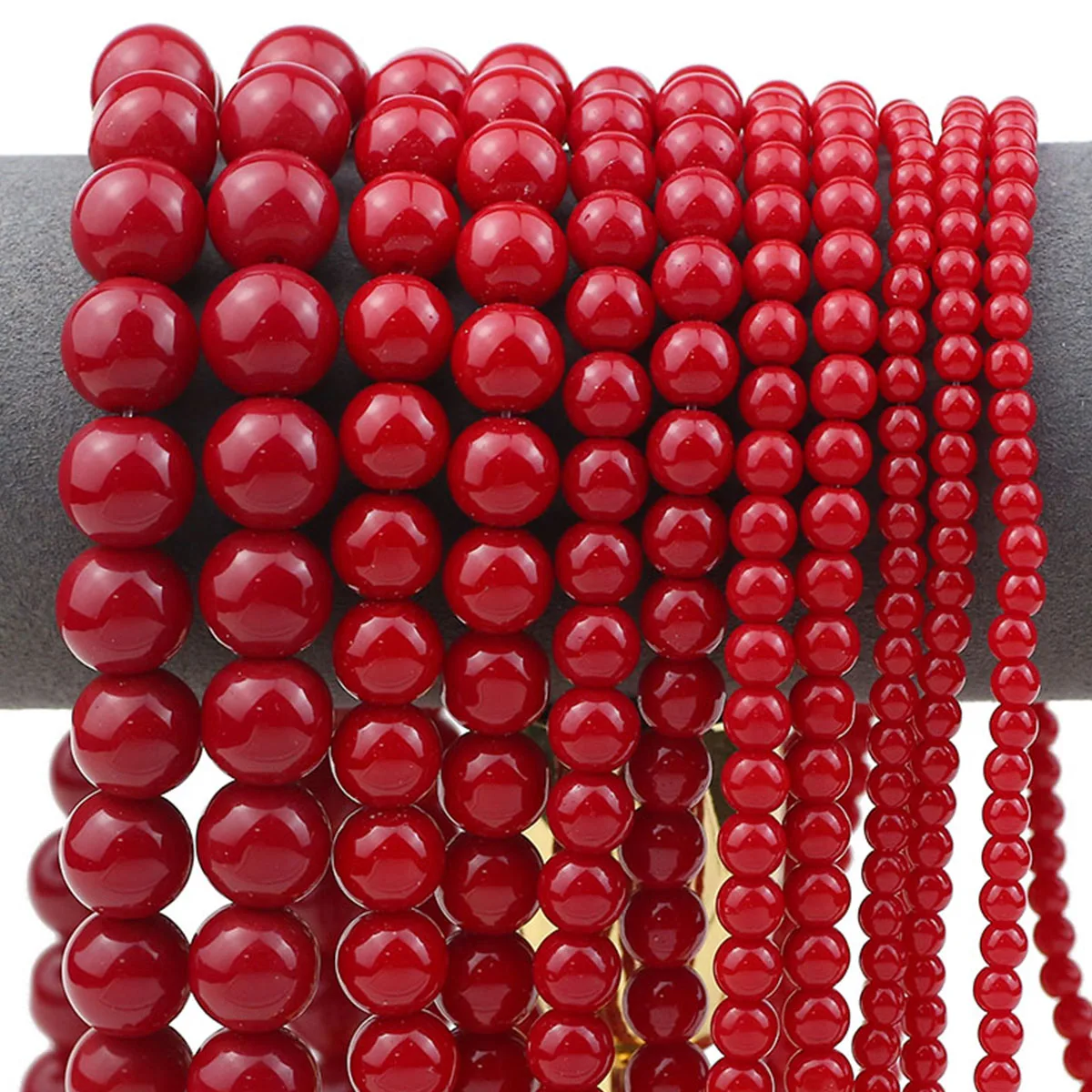 4/6/8/10/12 мм красный синтетический коралловый камень круглые свободные бусины для
