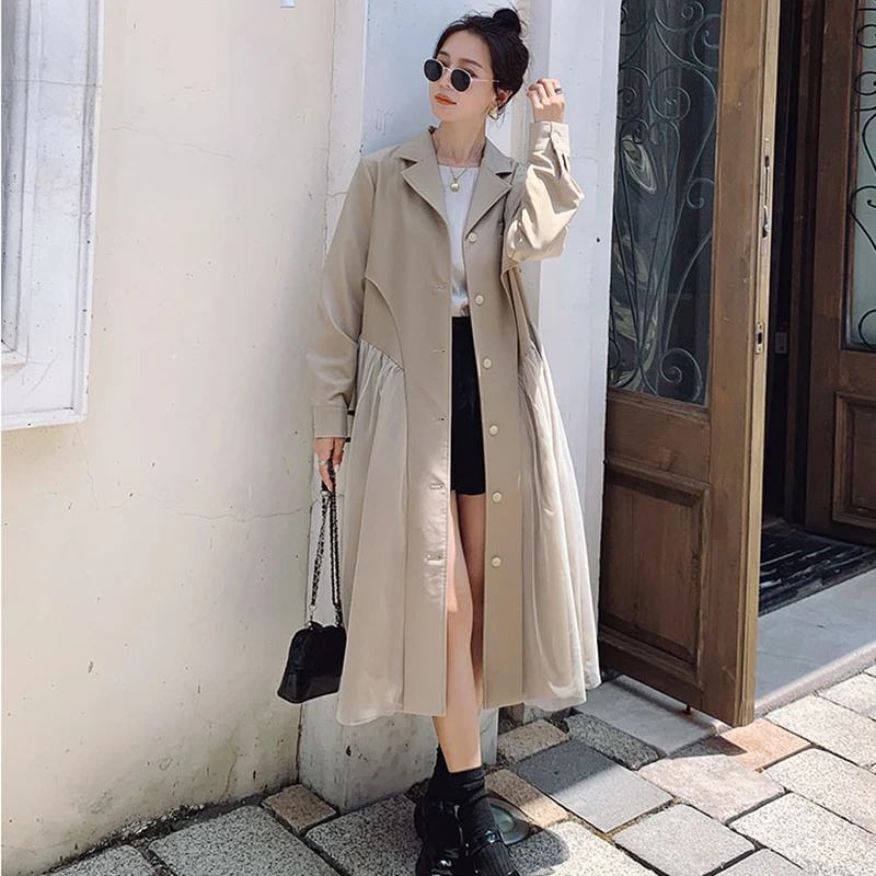 Женский модный темпераментный однобортный костюм с воротником тренчкот