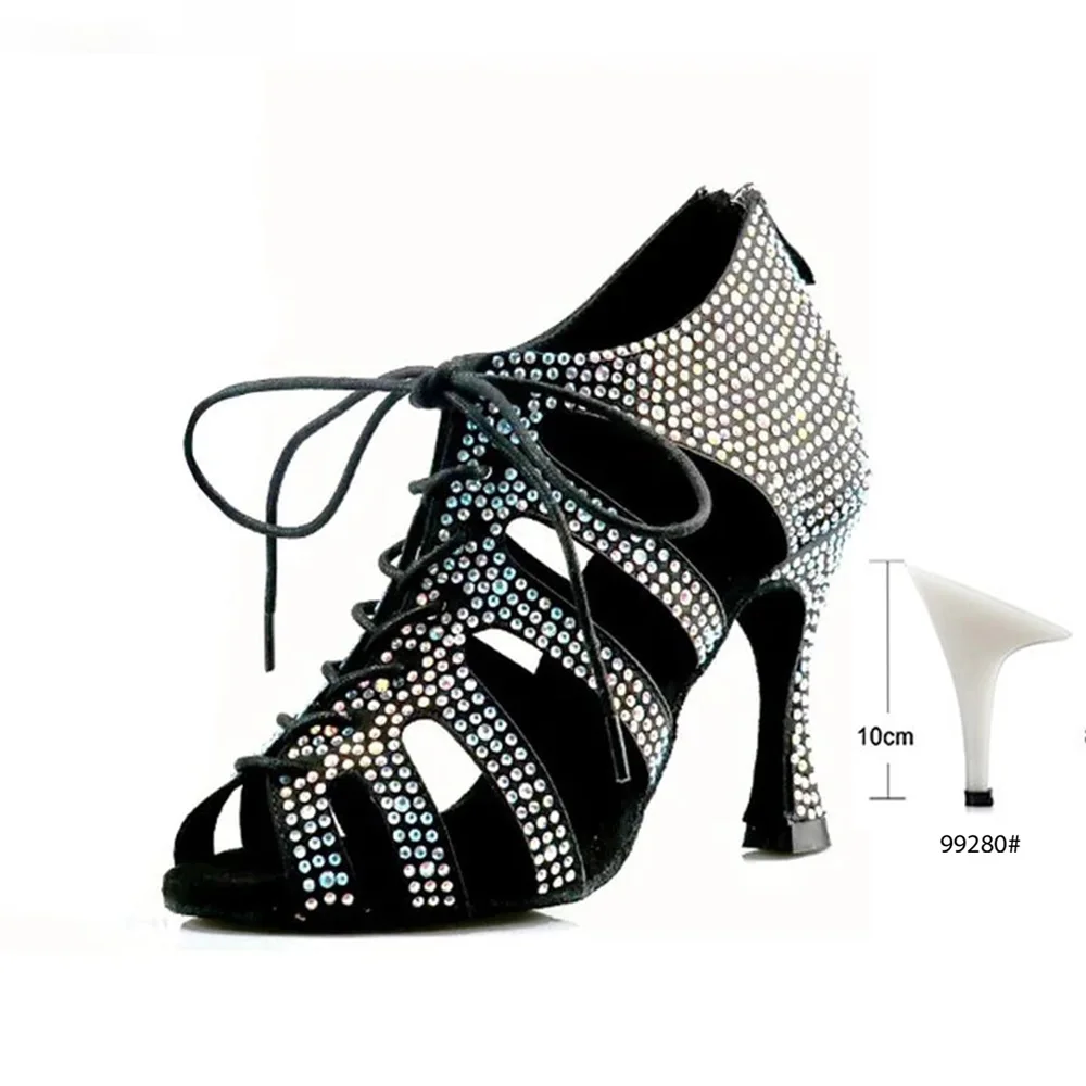 Fashion Ballroom Dance Latin Tango Shoes Women Soft Bottom High Heel Women Stable Tricolor Latin Dance Boots Pointe Shoes