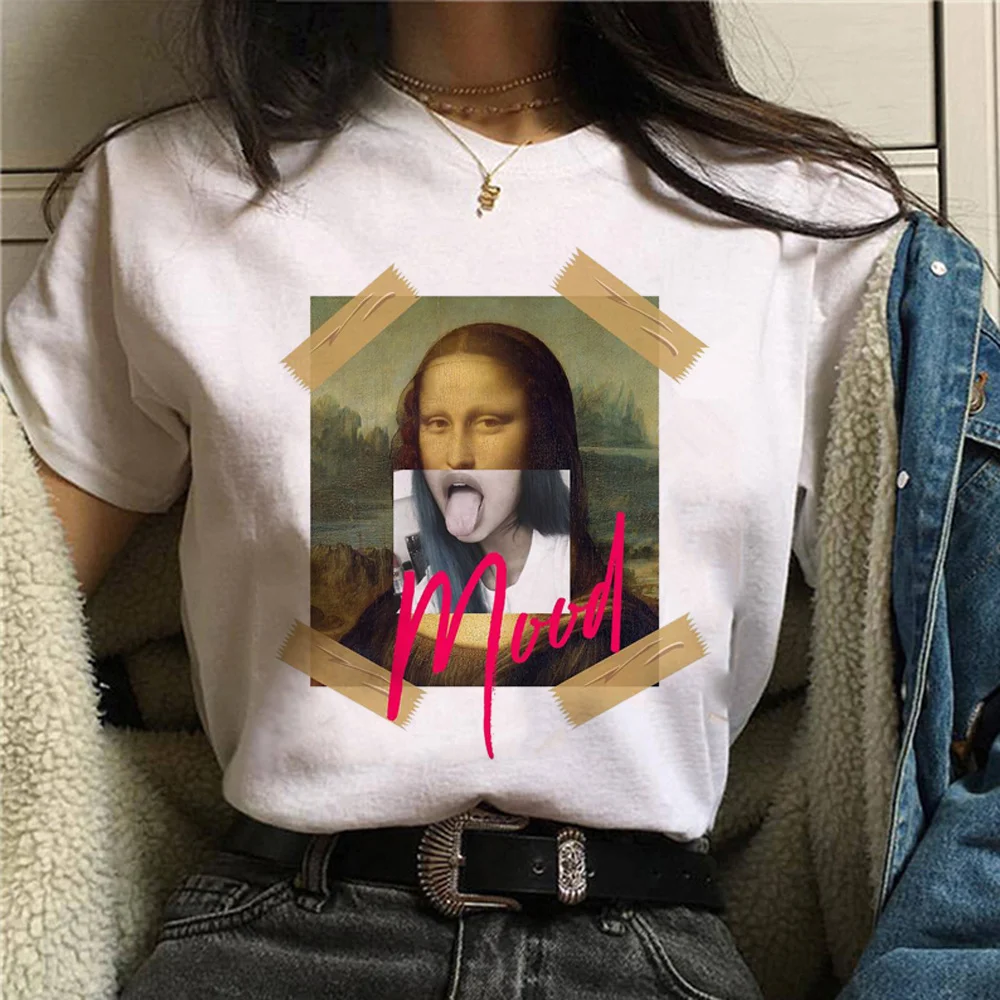 Женская футболка в стиле Харадзюку с принтом Моны Лизы