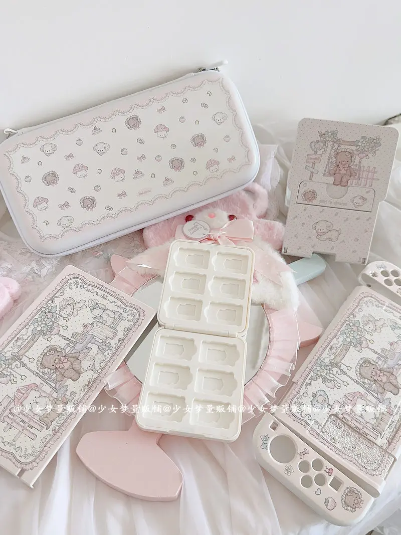 Фото Защитный чехол Girls Dream Switch для Switch Oled Ns, жесткий и мягкий, с милым принтом «Чаепитие с медведями», для игровой консоли №2