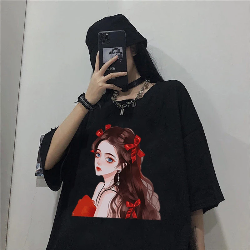 

Disney Princess Series Harajuku Kawaii Women Cartoon T-shirt Cute Anime Top Tee Female Printed Short Sleeves Casual Round Neck