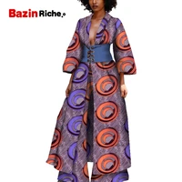 african clothes plus size ankle length long trench coat and wide leg pant 2 pieces casual windbreaker traditional clothes wy5405