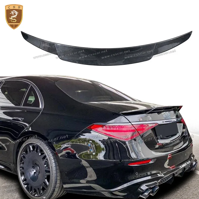 Фото Эксклюзивная поставка CSS BBS Style W223 Заднее крыло автомобиля для Mecedes-Benz S Class 2019-2023 Спойлер багажника из сухого углеродного волокна Аксессуары №1