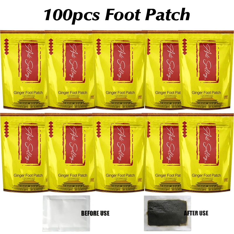 

Ginger Wormwood Detox Foot Patches Deep Cleansing Foot Sticker Anti-Swelling Body Toxin Detoxification Feet Pad 100-30pcs