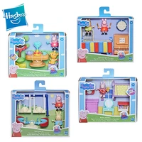 hasbro peppa pig genuine anime figures family game set bedroom garden tea party childrens family toys action figures gifts