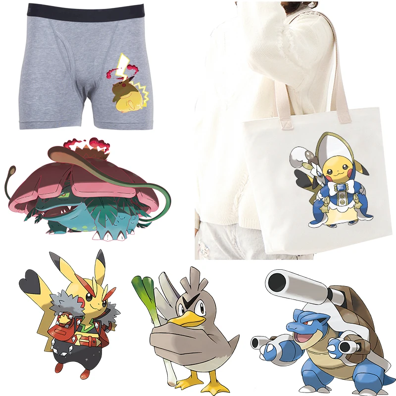 

Pokemon Game Heat Transfer Patches for Clothing T-Shirts Children's Cotton Underwear Vinyl Stripes for Clothes Decor Applique