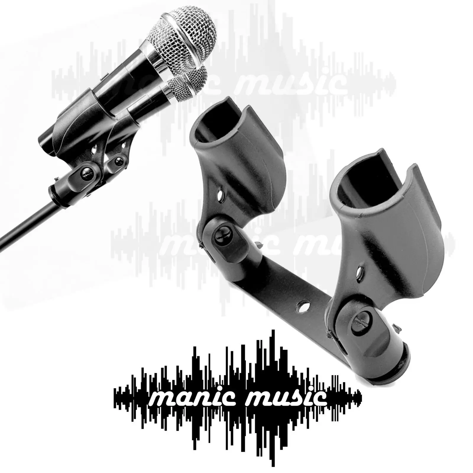 

Microphone Dual Holder 2 Way Arm Double Heavyduty Mic Clip Stereo Mount Bracket