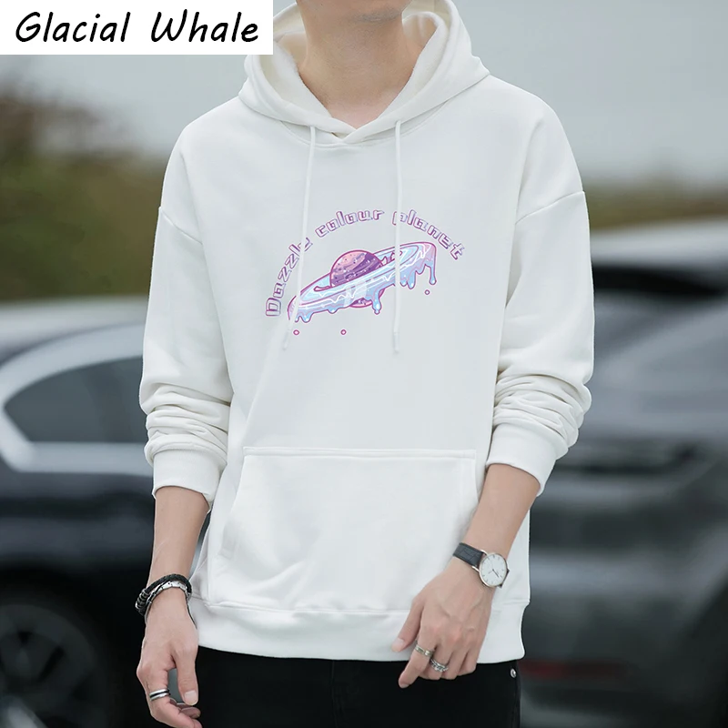 

GlacialWhale Mens Hoodies Men 2022 Graphics Print Hip Hop Sweatshirt Hip Hop Japanese Streetwear Harajuku Male White Hoodie Men