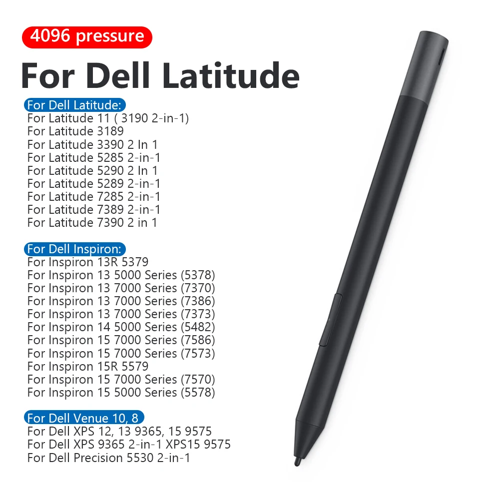 

Стилус активный для Dell Latitude 5310 7310 7400 9410 9510 4096, Высокочувствительный, с поддержкой BT