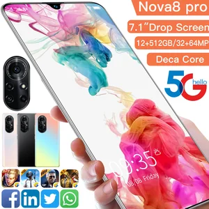 2022 global version nova8pro 7 1inch telephone 12gb ram 512gb rom smartphone cell phone android 10 mobile phone celulares free global shipping