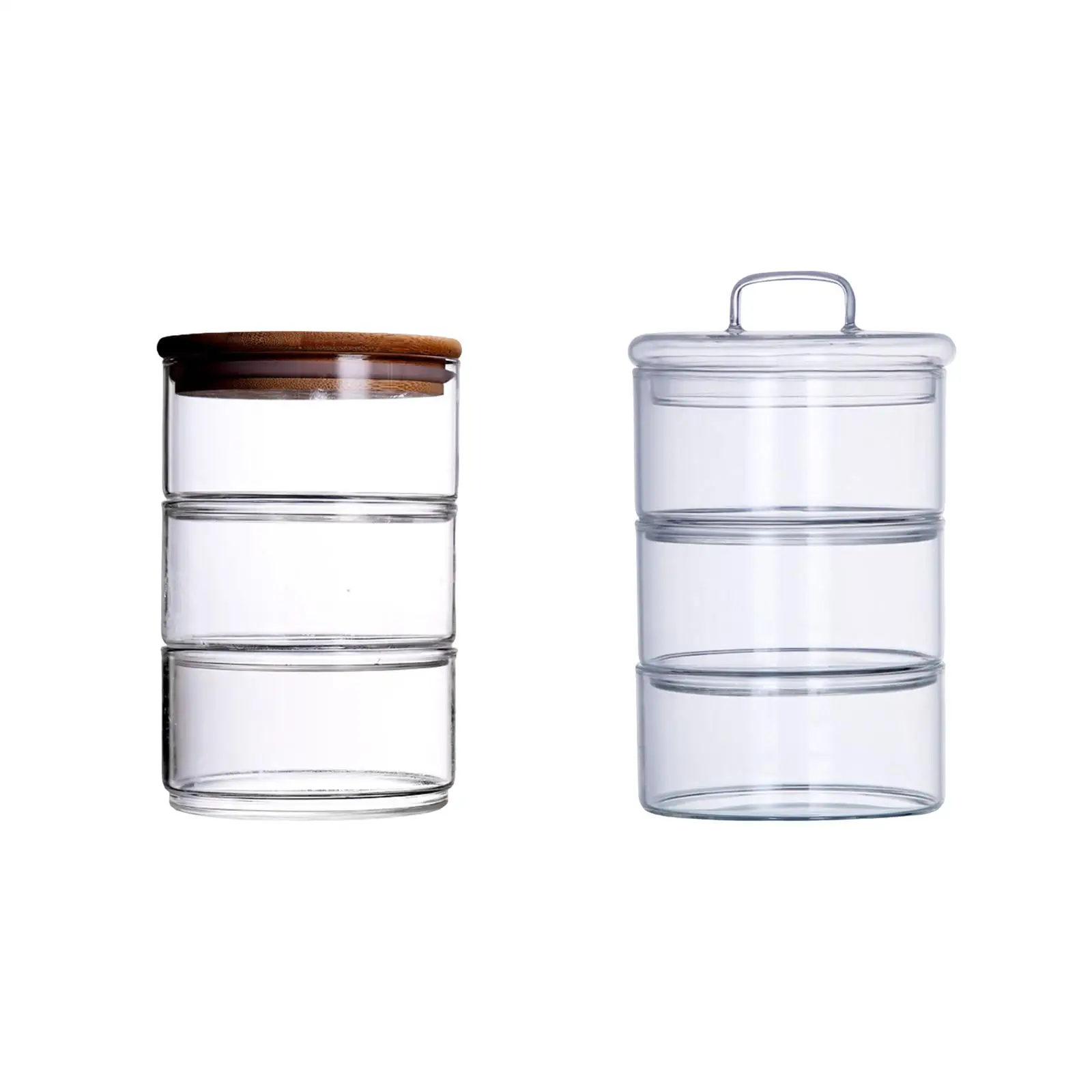 Stackable Glass Jars Glass Storage Container for Nuts Cabinet Cupboard
