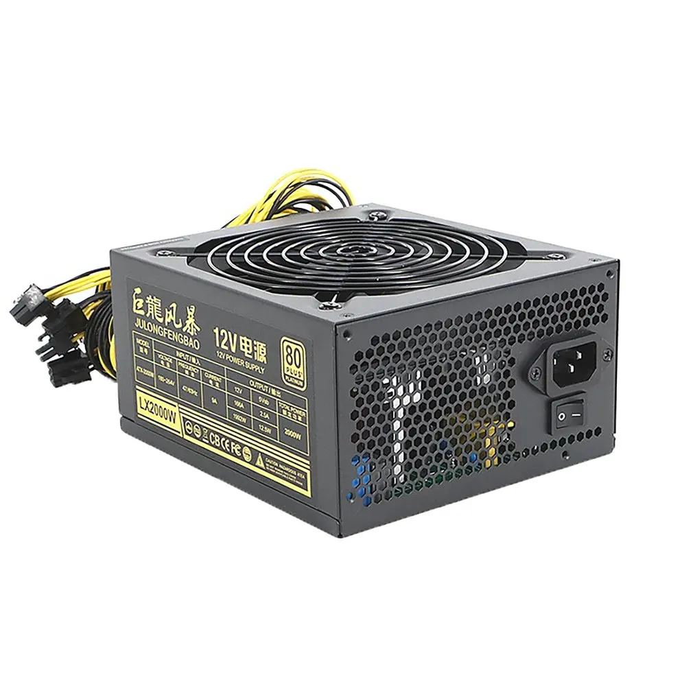 

1800W 2000W ATX 12V 180-240V BTC ETH Mining Machine Special mute power supply 6PIN*10 For Bitcoin Various mining machines