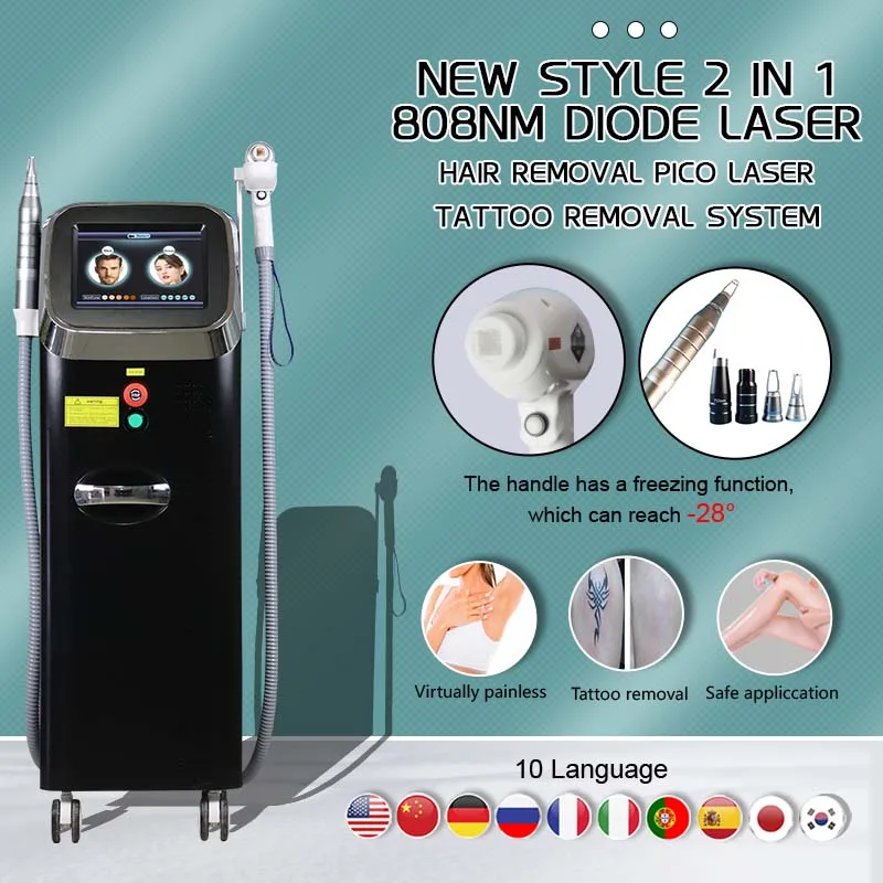 

Free Shipping 3 Wavelength 755 808 1064nm 2 in 1 Hair Removal Carbon Peeling Diode Laser Facial Painless Tattoo Removal Machine