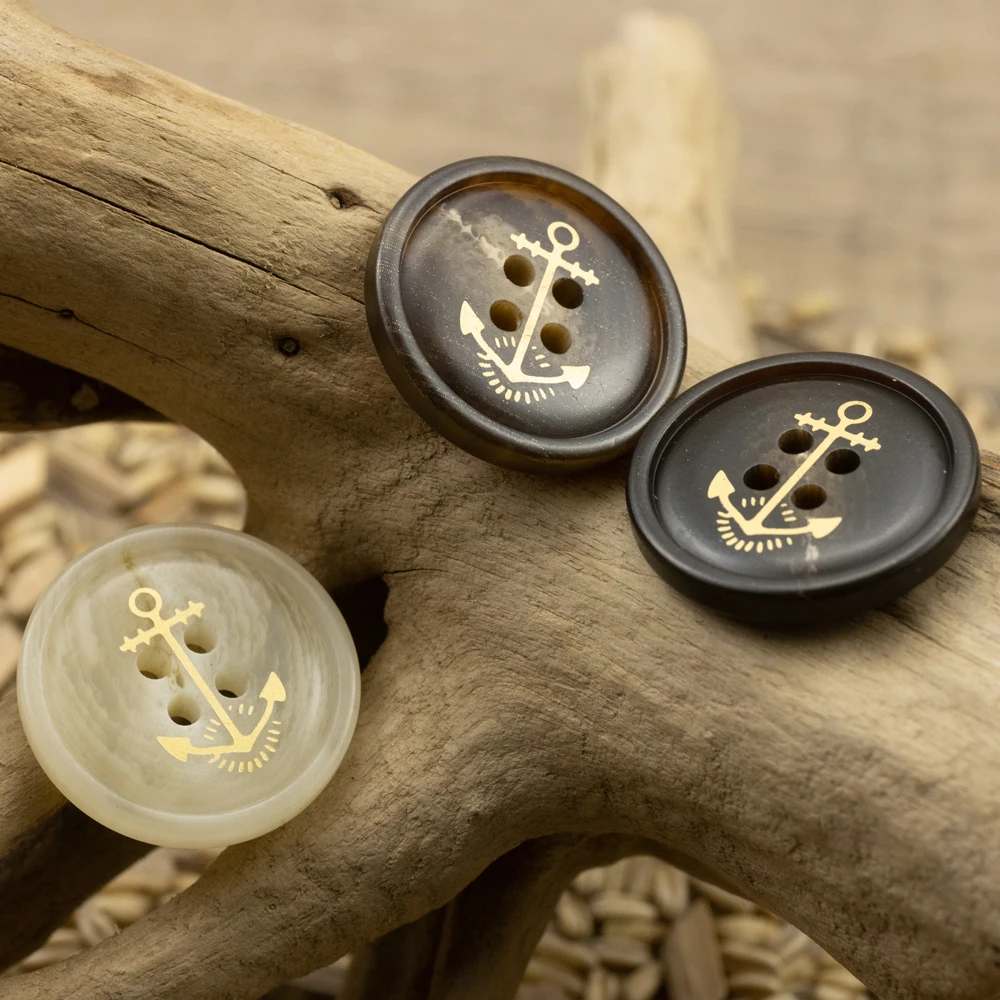 

10pcs Beige Anchor Polyester Buttons For Clothing Sewing Accessories Windbreaker Suit Uniforms Cashmere Coats Eco Winter Button