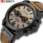 Часы CURREN Мужские кварцевые деловые, люксовые брендовые модные спортивные водонепроницаемые повседневные в стиле милитари, с кожаным ремешком
