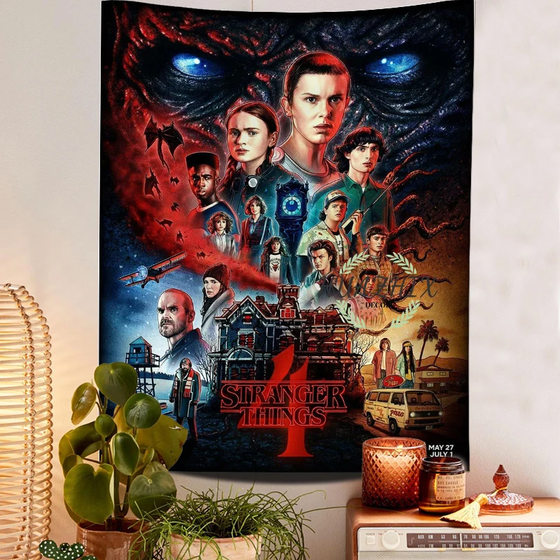 

2022 Hot New TV Show Tapestry Stranger Things Season 4 To 1 Home Decor Study Bedroom Wall Hanging Witchcraft Supplies Acsesories