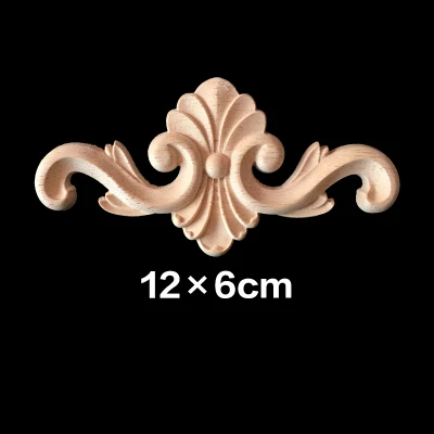 12cm Wood Applique Decor Vintage Home Garden Decoration Maison Accessories Carved Flower Decoracion Hogar Wooden Figurines