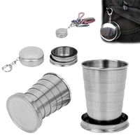stainless steel folding telescopic cup outdoor travel portable small wine glass gift water glass metal wine 75ml150ml250ml