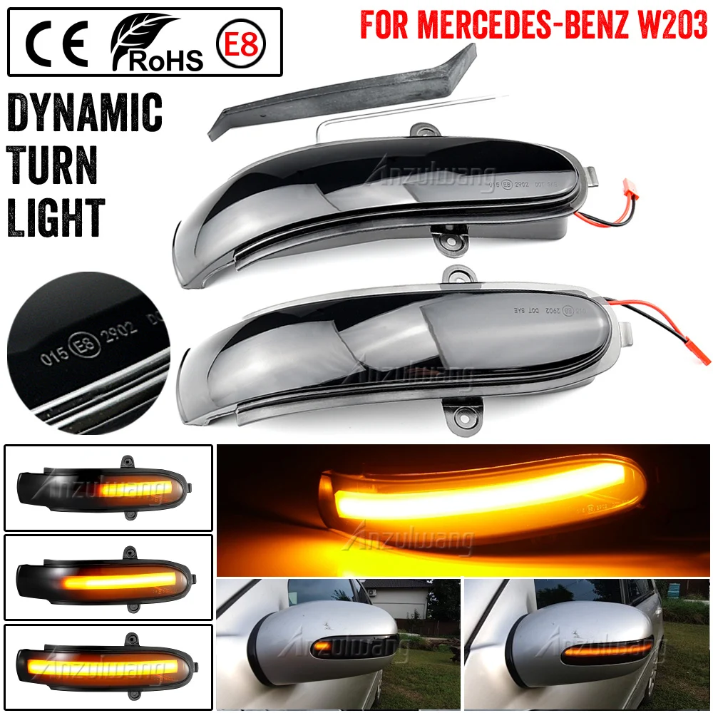 

2piece LED Flowing Turn Signal Sequential Side Mirror Indicator Light For Mercedes Benz C Class W211 W203 S203 CL203 2001-2007