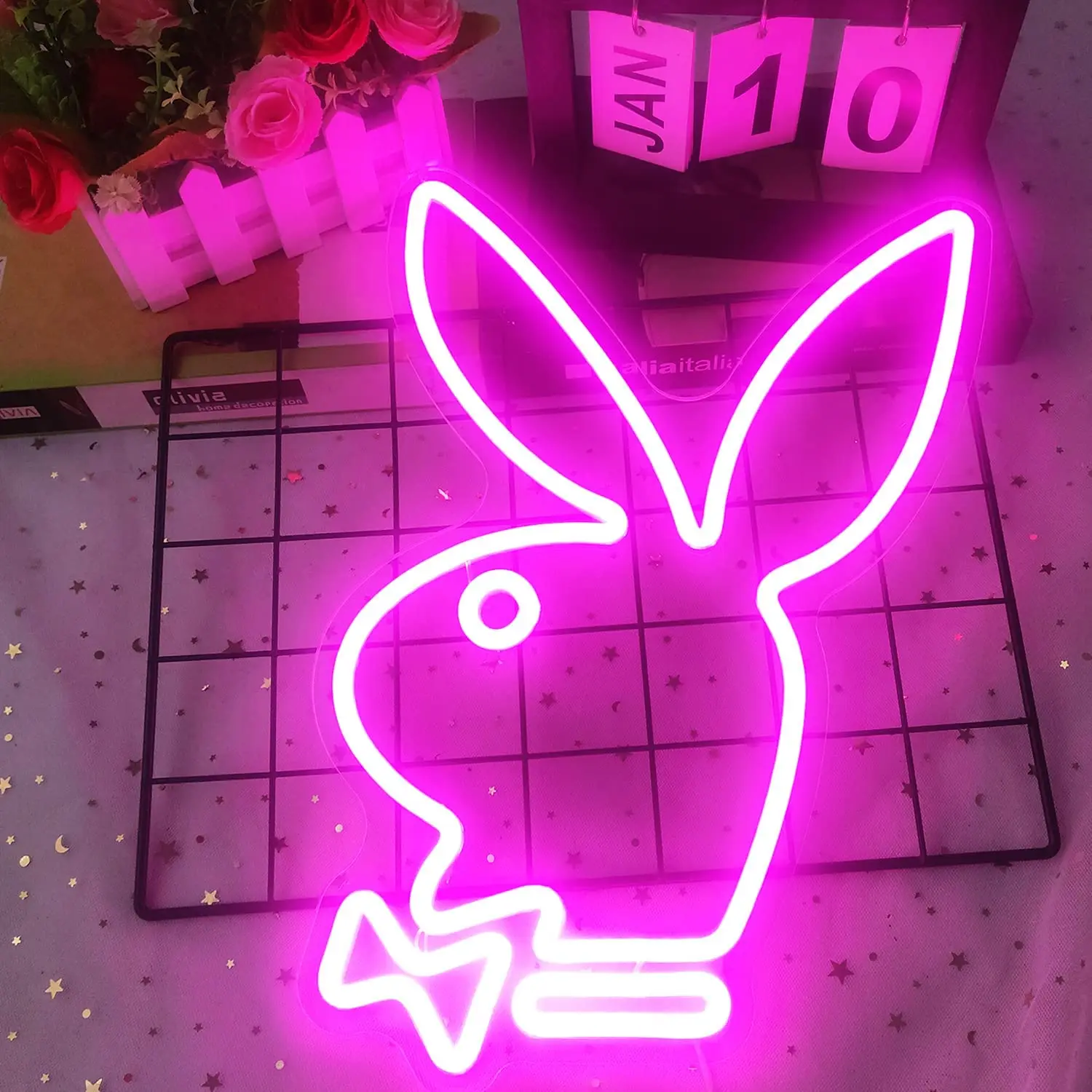 

Playboy Neon Sign USB Powered for Bedroom Shop Decor, Bunny LED Neon Light Dimmable for Wall Art Wedding