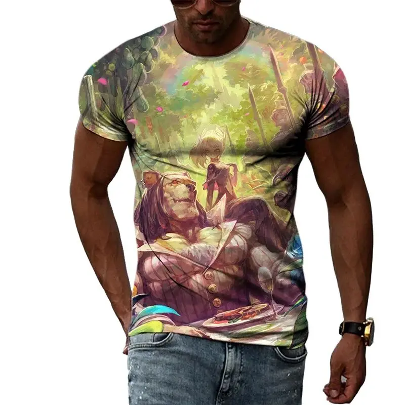 

Summer Tide Cartoon Picture Men T-Shirts Casual 3D Print Tees Hip Hop Personality Round Neck Short Sleeve Tops