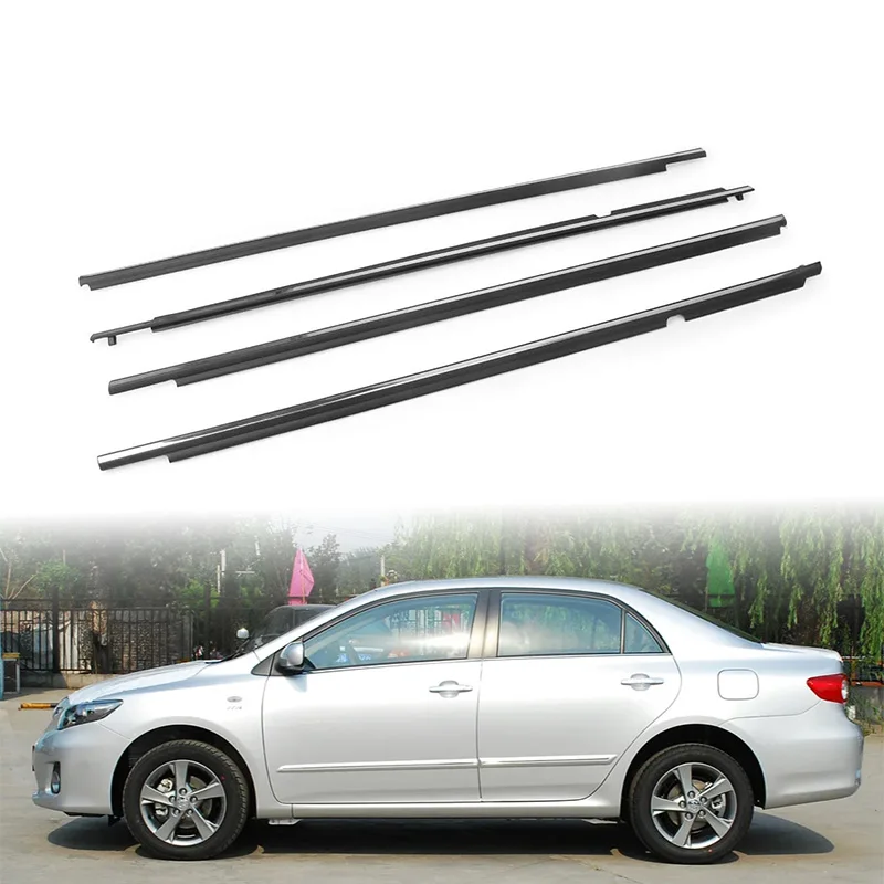 

Хромированный/черный, 4 шт., резиновая накладка на окно для Toyota Corolla 2008-2013, уплотнительные ленты, молдинг двери, накладка стекла 7573012300