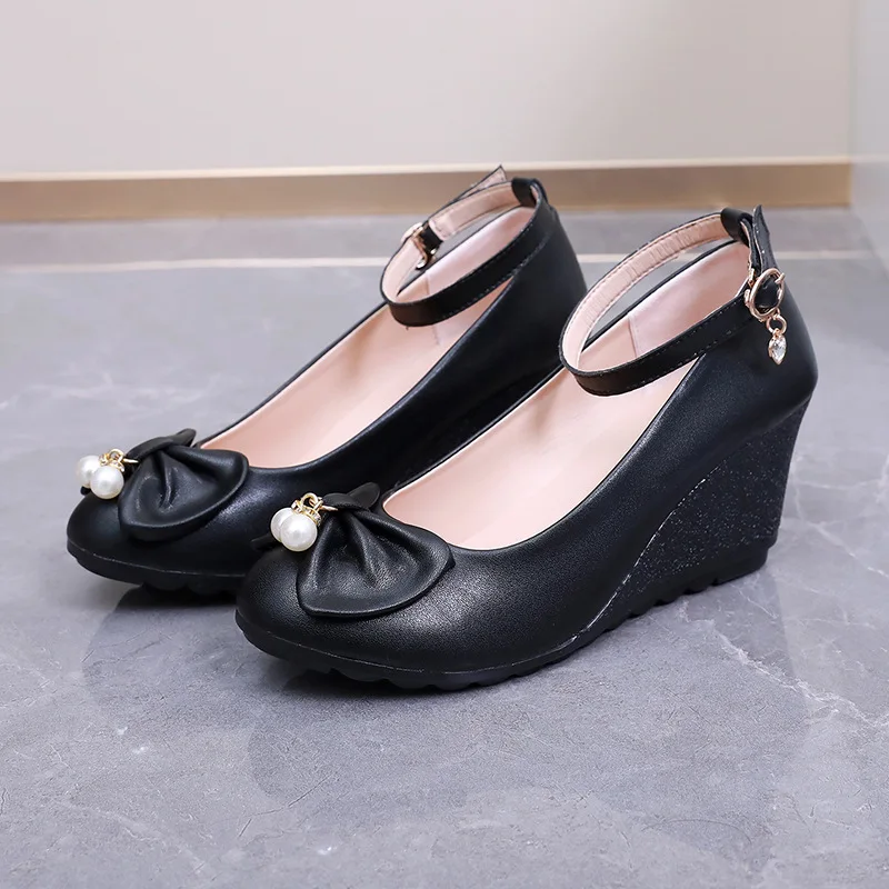 New Fashion Women Shoes High Heels Elegant Bowtie Wedges Shoes Brand Woman Pumps Platform Loafers Wedge Heel 6cm