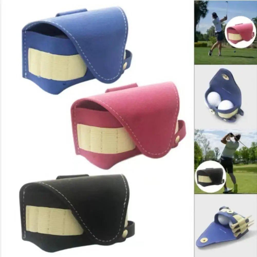 

3 Colors Tee Belt Bag High-quality Leather Golf Ball Bag Magnetic Buckle Golf Hanging Waist Bag Golf Accessories Sport Pocket