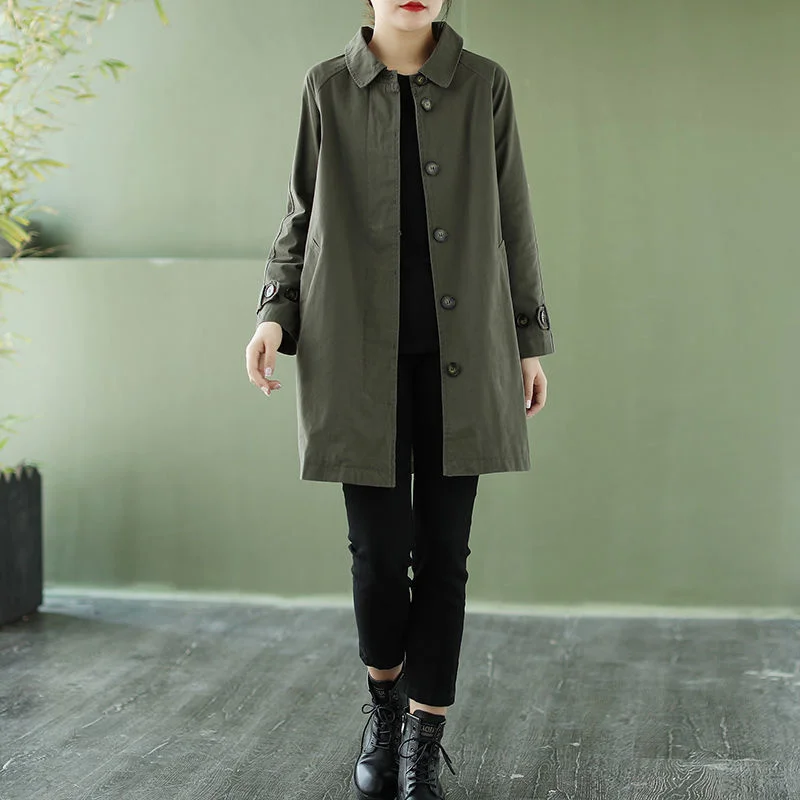 Женский однобортный Тренч средней длины Свободное пальто в Корейском стиле