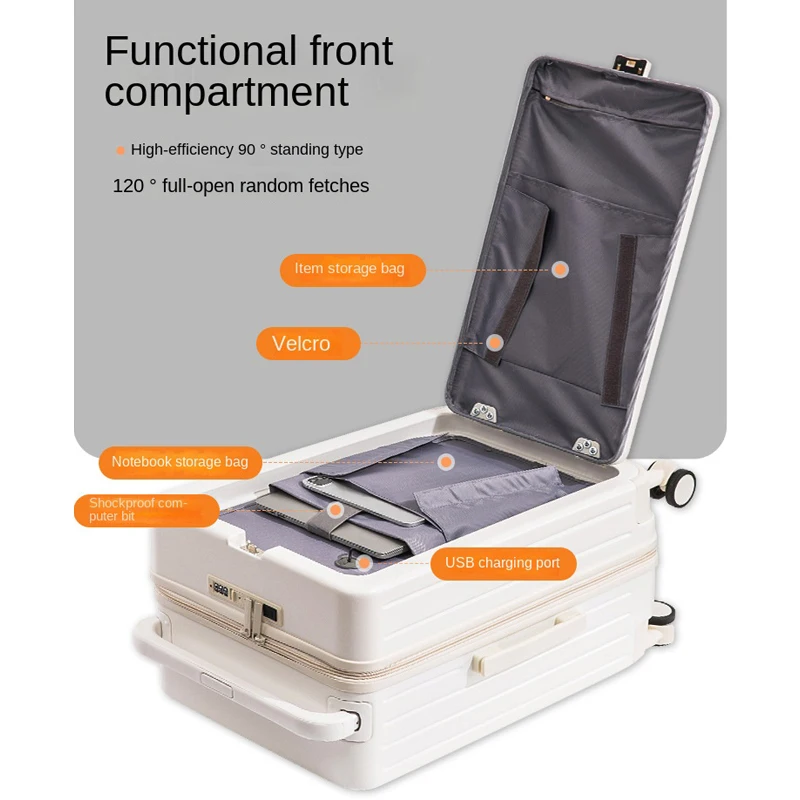 Чемодан KO-KU 24 дюйма широкая тележка новинка 2024 передняя открывающаяся крышка