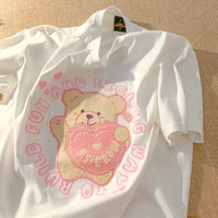 niche bear short sleeved t shirt female women 2022 summer new korean version loose cotton top ins kawaii clothes